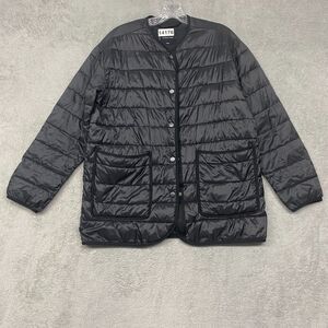 Everlane Coat‎ Womens Small Black ReNew Jacket Quilted Pockets Snap Button